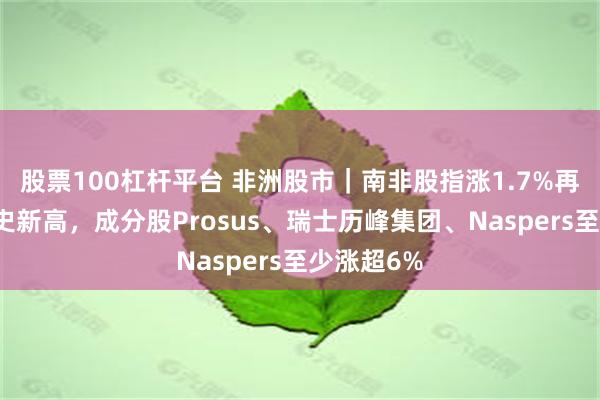 股票100杠杆平台 非洲股市｜南非股指涨1.7%再创收盘历史新高，成分股Prosus、瑞士历峰集团、Naspers至少涨超6%