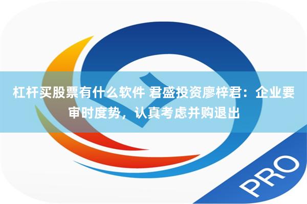 杠杆买股票有什么软件 君盛投资廖梓君：企业要审时度势，认真考虑并购退出